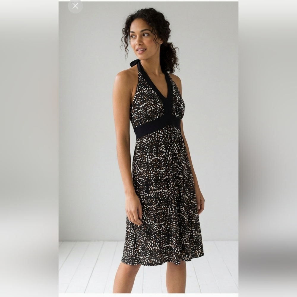 En Focus Petite Halter Midi Dress 12P Geometric Petal Print Y2K